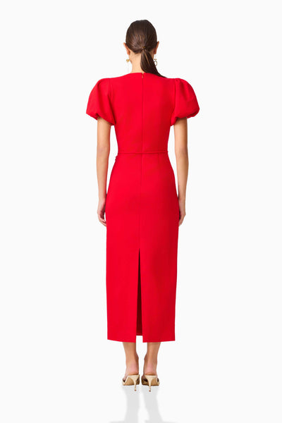 Elliatt - Martina Puff Sleeve Midi Dress - Red