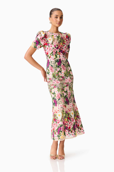 Elliatt - Flora Midi Dress - Nude Multi Floral