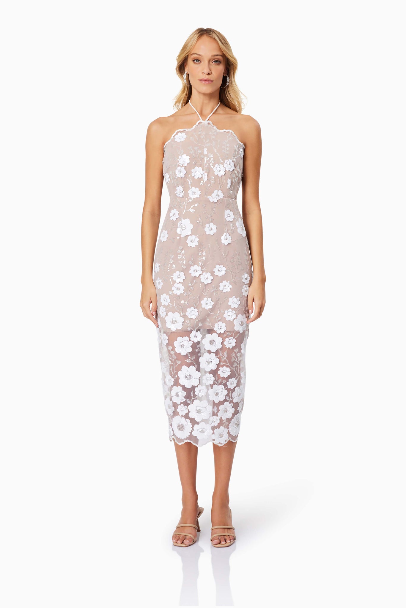 Elliatt - Elodie Midi Dress - Ivory Nude