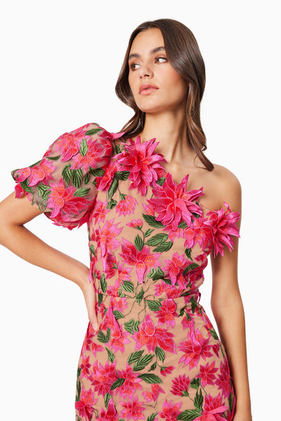 Elliat - Valentina One Shoulder Dress - Pink Multi