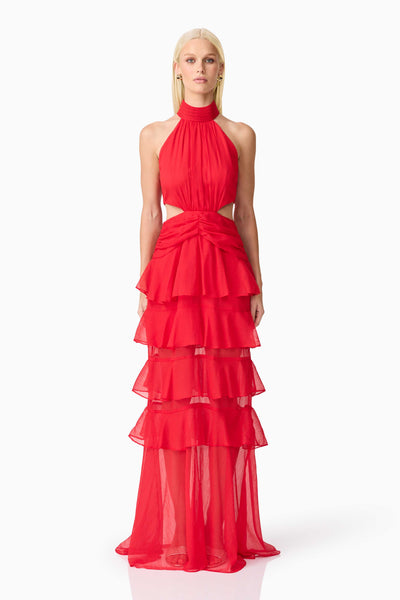Elliatt - Lilja Halter Neck Maxi Dress - Red