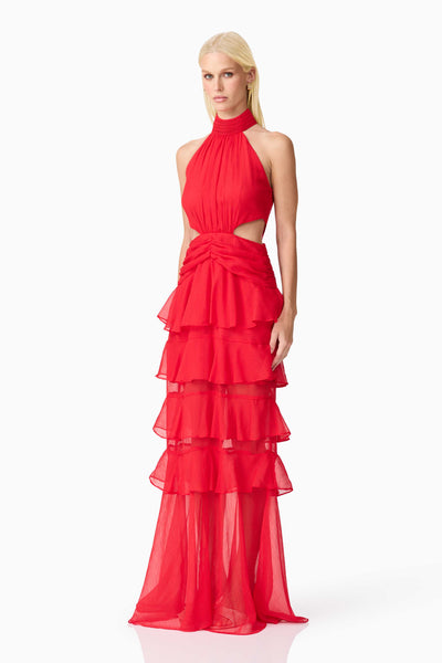 Elliatt - Lilja Halter Neck Maxi Dress - Red