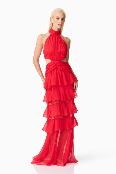 Elliatt - Lilja Halter Neck Maxi Dress - Red