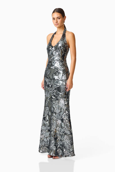 Elliatt - Titania Halter Gown - Deep Silver
