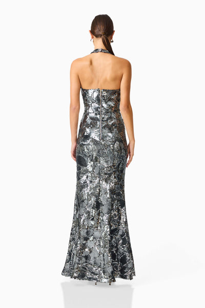 Elliatt - Titania Halter Gown - Deep Silver