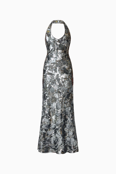 Elliatt - Titania Halter Gown - Deep Silver
