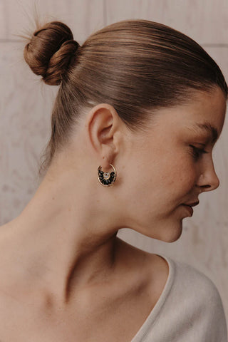 Eb & Ive - Manta Round Earring - Black, Hazel, Teal