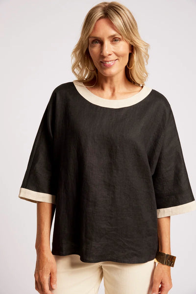 Eb & Ive - Maris Splice Relaxed Top - Black/Tusk