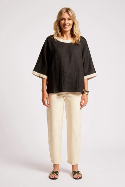 Eb & Ive - Maris Splice Relaxed Top - Black/Tusk