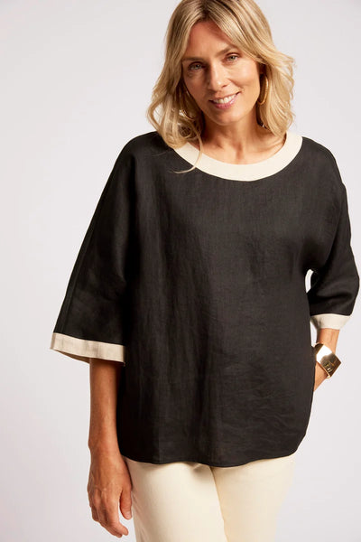 Eb & Ive - Maris Splice Relaxed Top - Black/Tusk