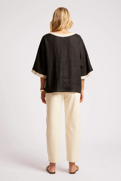 Eb & Ive - Maris Splice Relaxed Top - Black/Tusk
