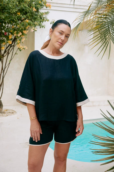 Eb & Ive - Maris Splice Relaxed Top - Black/Tusk