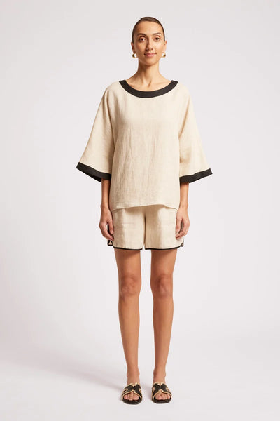 Eb & Ive - Maris Splice Relaxed Top - Tusk/Black