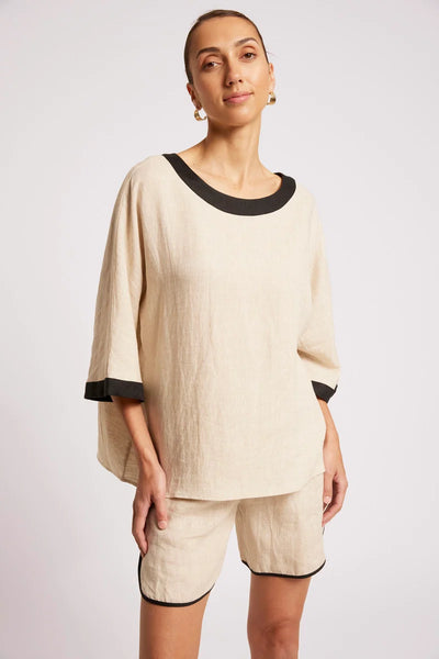 Eb & Ive - Maris Splice Relaxed Top - Tusk/Black