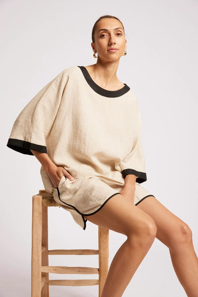 Eb & Ive - Maris Splice Relaxed Top - Tusk/Black