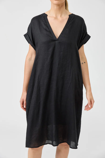 Eb & Ive - Studio Dress Linen - Ebony Black