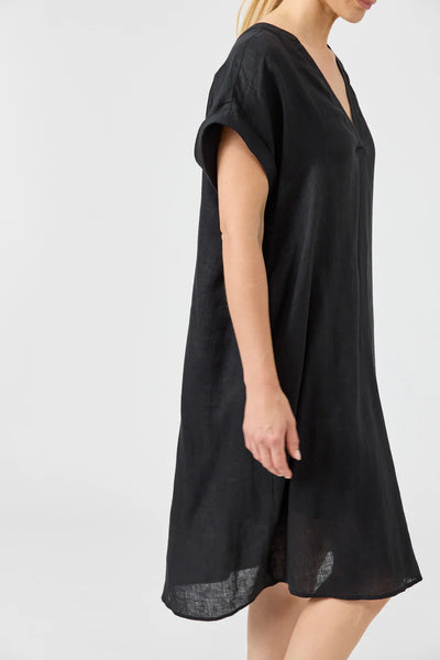 Eb & Ive - Studio Dress Linen - Ebony Black