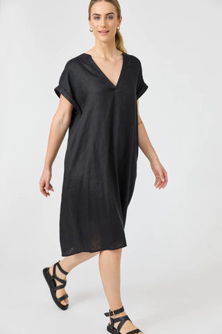 Eb & Ive - Studio Dress Linen - Ebony Black