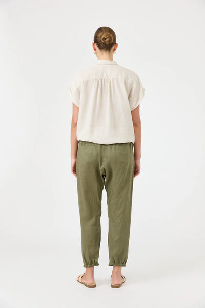 Eb & Ive - Studio Tie Shirt Linen - Tusk