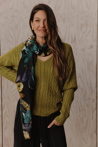 Eb & Ive - Elsie Scarf - Botanical Black