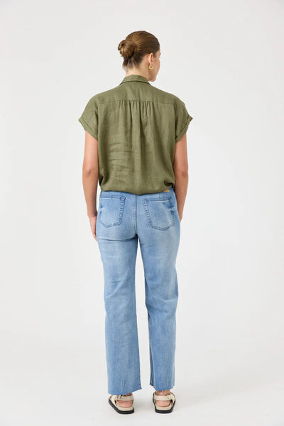 Eb & Ive - Studio Tie Shirt Linen - Khaki