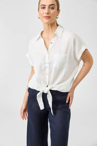 Eb & Ive - Studio Tie Shirt Linen - White Salt