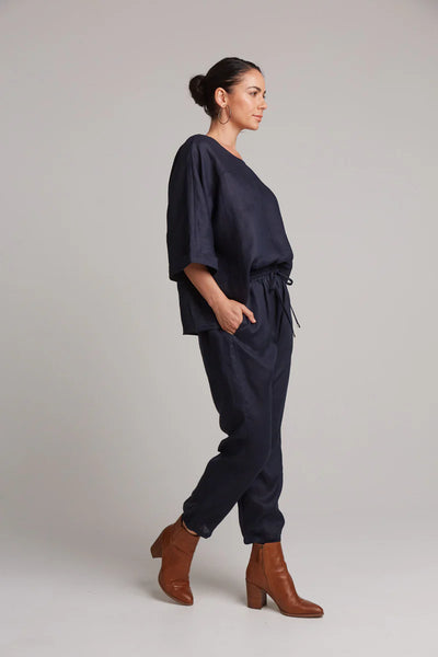 Eb & Ive - Studio Relaxed Pant Linen - Navy