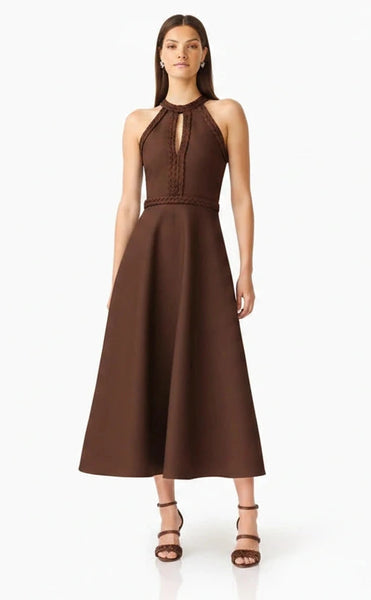 Elliatt - Floriana Halter Neck Fit & Flare Dress - Cornflower Blue