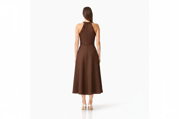 Elliatt - Floriana Halter Neck Fit & Flare Dress - Cornflower Blue