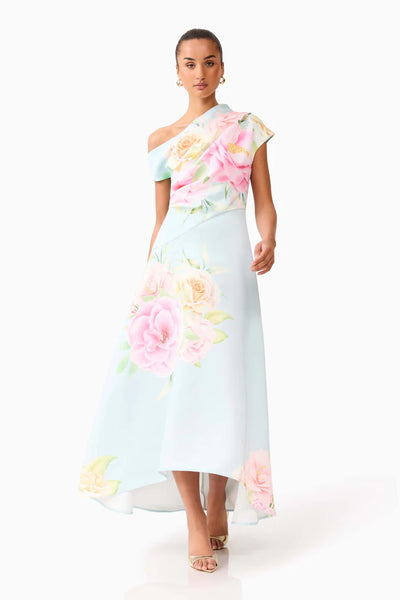 Elliatt - Harper Asymmetrical Gown - Blue Floral Dress