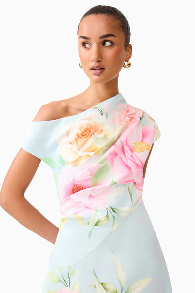 Elliatt - Harper Asymmetrical Gown - Blue Floral Dress