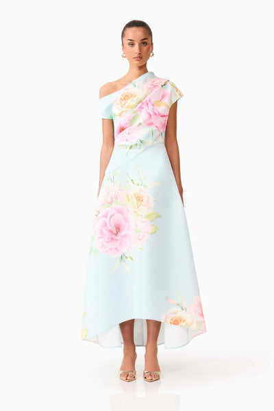 Elliatt - Harper Asymmetrical Gown - Blue Floral Dress