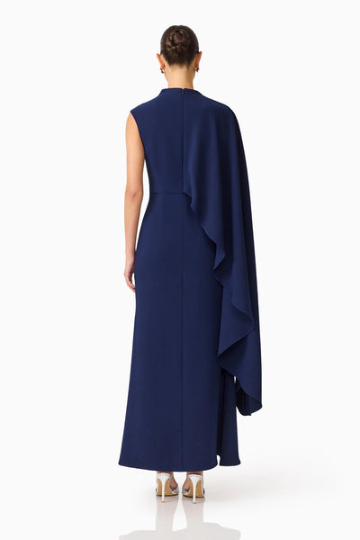 Elliatt - Leonara Asymmetric Cape Dress - Deep Navy