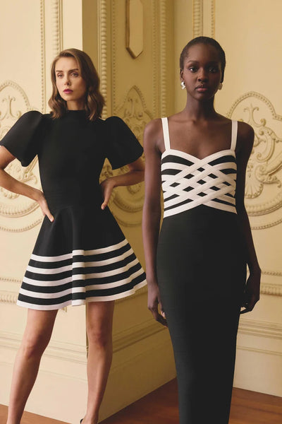 Elliatt - Ninette Strap Column Midi Dress - Black & White