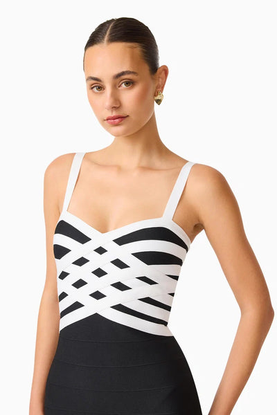 Elliatt - Ninette Strap Column Midi Dress - Black & White