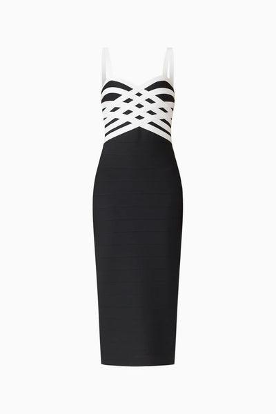 Elliatt - Ninette Strap Column Midi Dress - Black & White