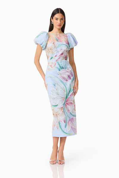 Elliatt - Priselle Puff Sleve Midi Dress - Floral Multi