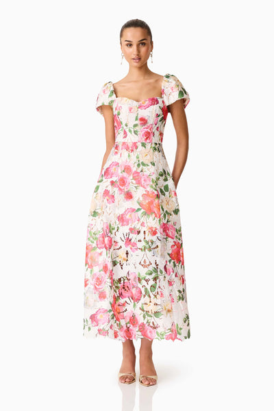 Elliatt - Roselle A Line Maxi Dress - White Floral