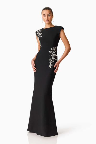 Elliatt - Veda Boatneck Sequin Gown - Black