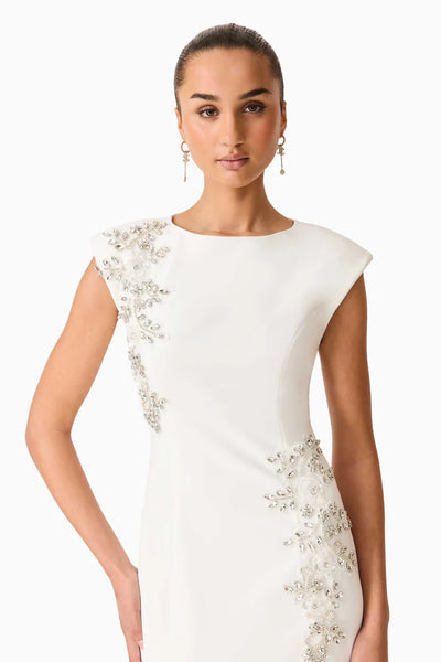 Elliatt - Veda Boatneck Sequin Gown - White