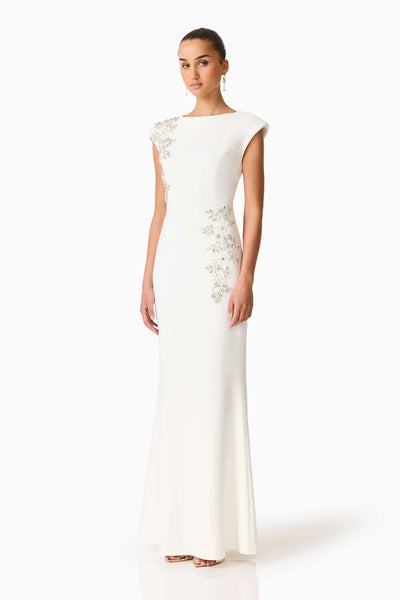 Elliatt - Veda Boatneck Sequin Gown - White