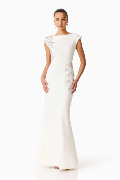 Elliatt - Veda Boatneck Sequin Gown - White
