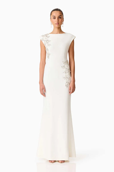 Elliatt - Veda Boatneck Sequin Gown - White