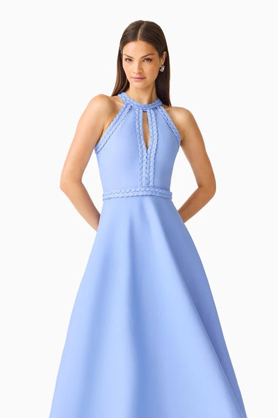 Elliatt - Floriana Halter Neck Fit & Flare Dress - Cornflower Blue