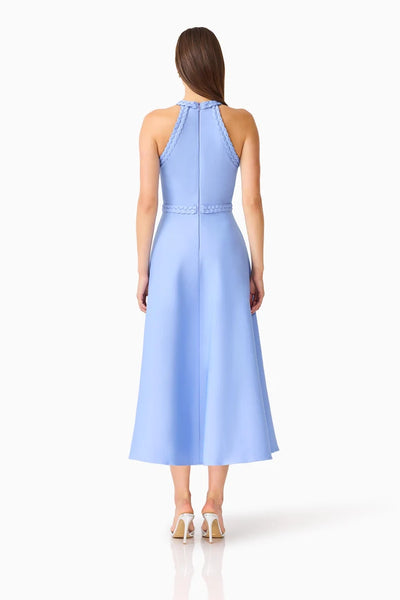 Elliatt - Floriana Halter Neck Fit & Flare Dress - Cornflower Blue