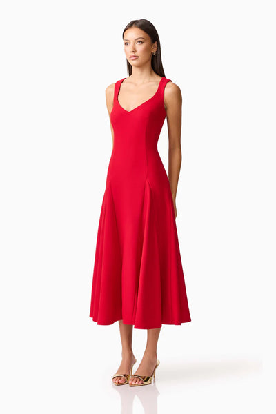 Elliatt - Lila A-Line Midi Dress - Crimson