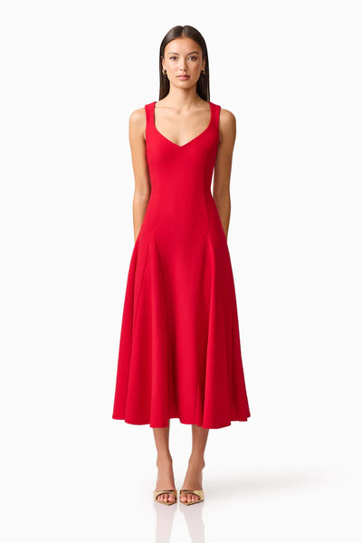 Elliatt - Lila A-Line Midi Dress - Crimson