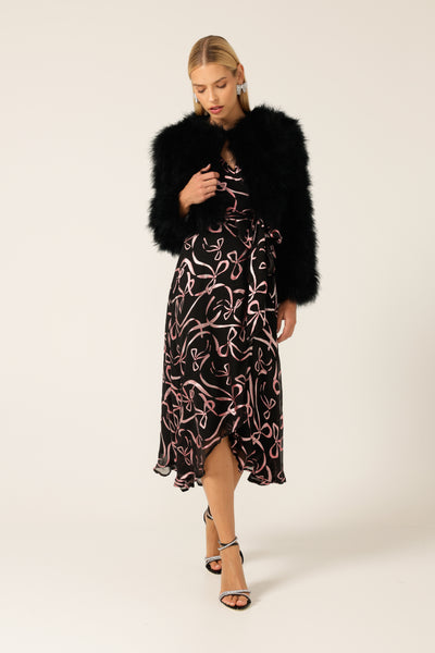 Sacha Drake - Florence Wrap Midi Dress - Pink Bows