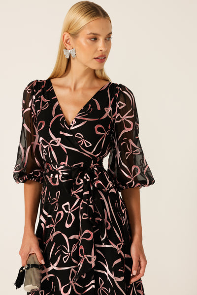 Sacha Drake - Florence Wrap Midi Dress - Pink Bows