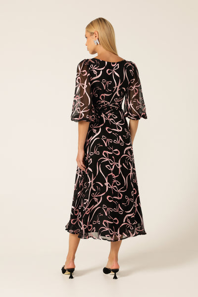 Sacha Drake - Florence Wrap Midi Dress - Pink Bows